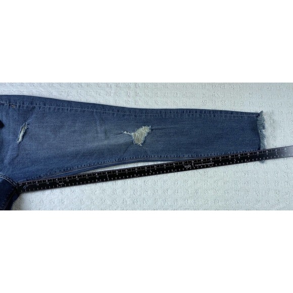 Express Jeans Womens 8 Blue Cropped Legging Mid Rise Stretch Raw Hem Distressed‎ - Picture 5 of 11